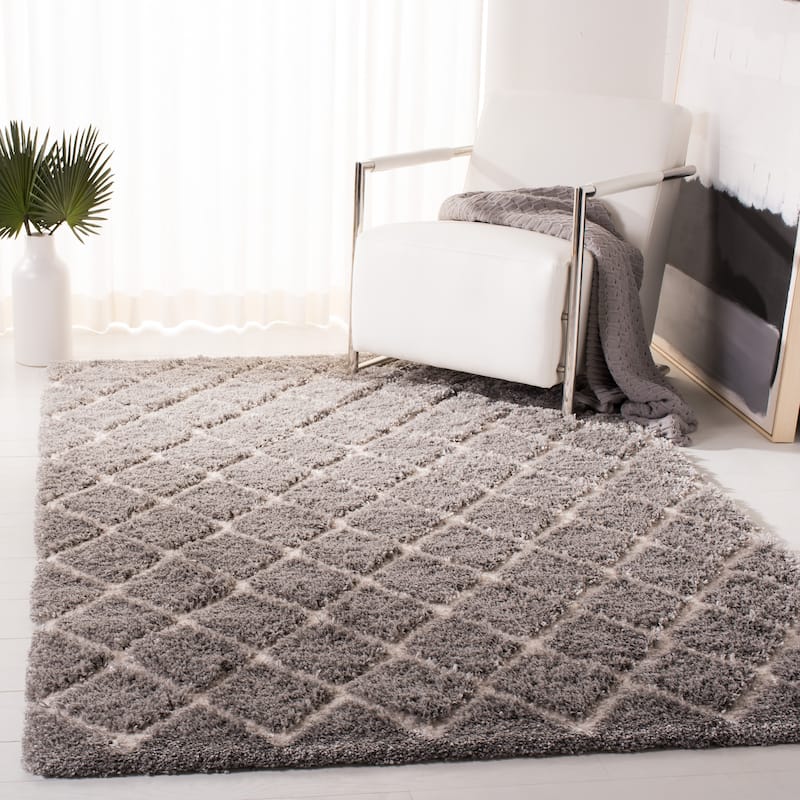 SAFAVIEH Adriana Apollonia Daisie Trellis 2-inch Thick Rug - 5'1" x 7'6" - Light Grey/Cream