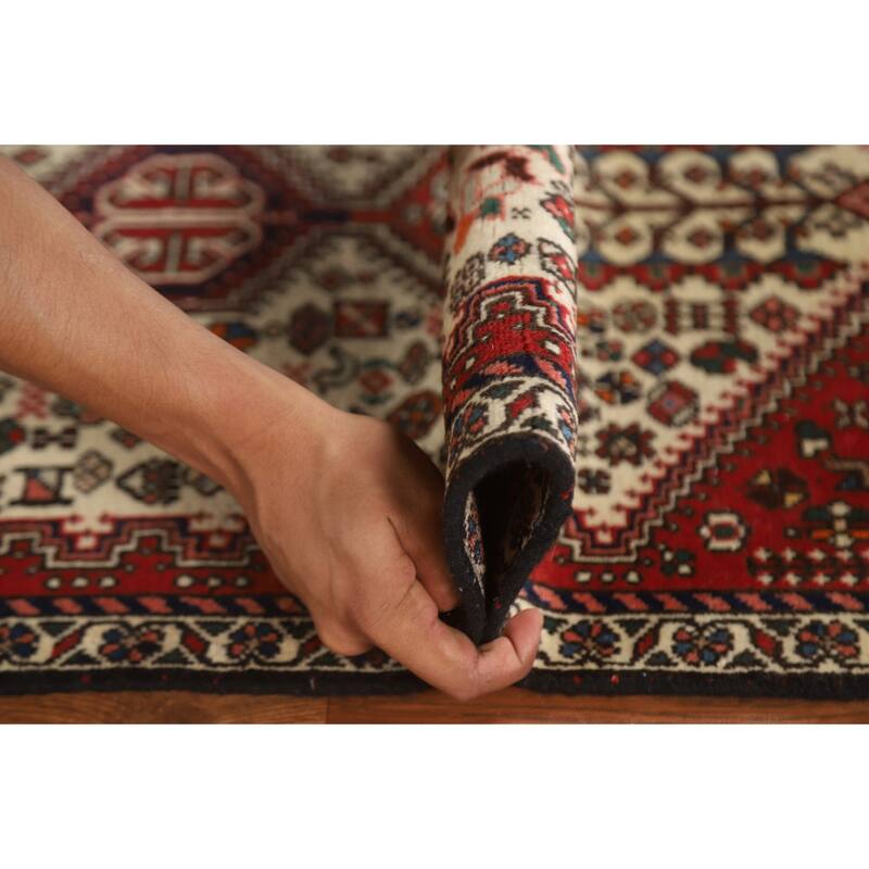 Geometric Abadeh Persian Vintage Runner Rug Handmade Wool Carpet - 2'0"x 4'9"