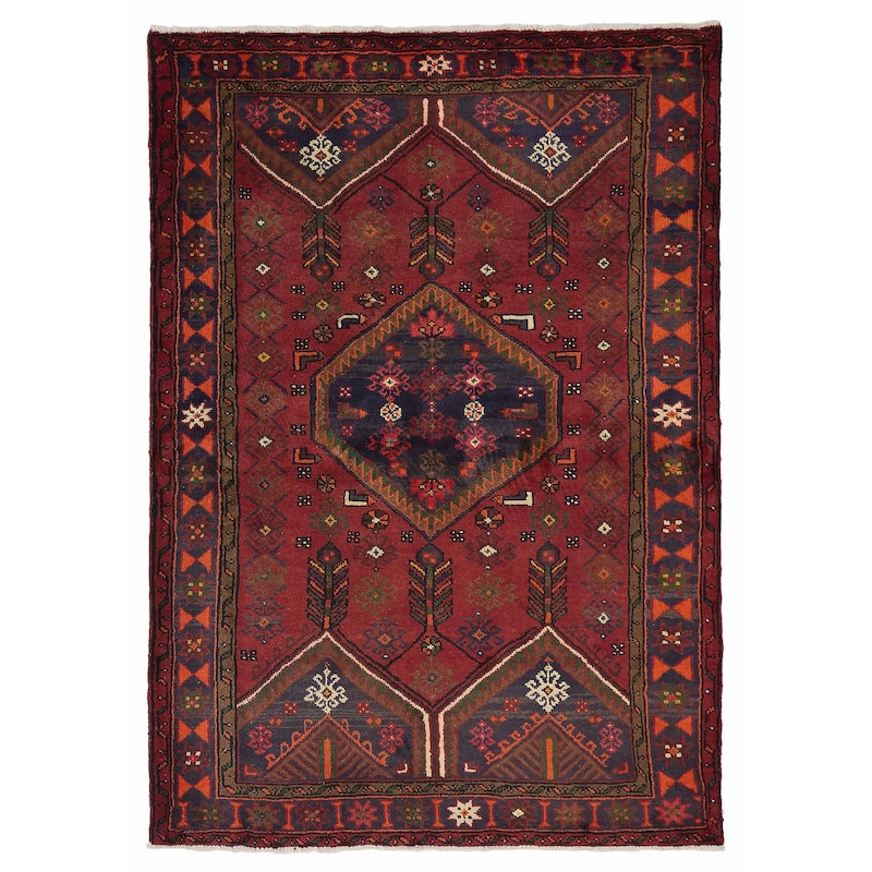 ECARPETGALLERY Hand-knotted Andelz Dark Red Wool Rug - 4'2 x 6'0