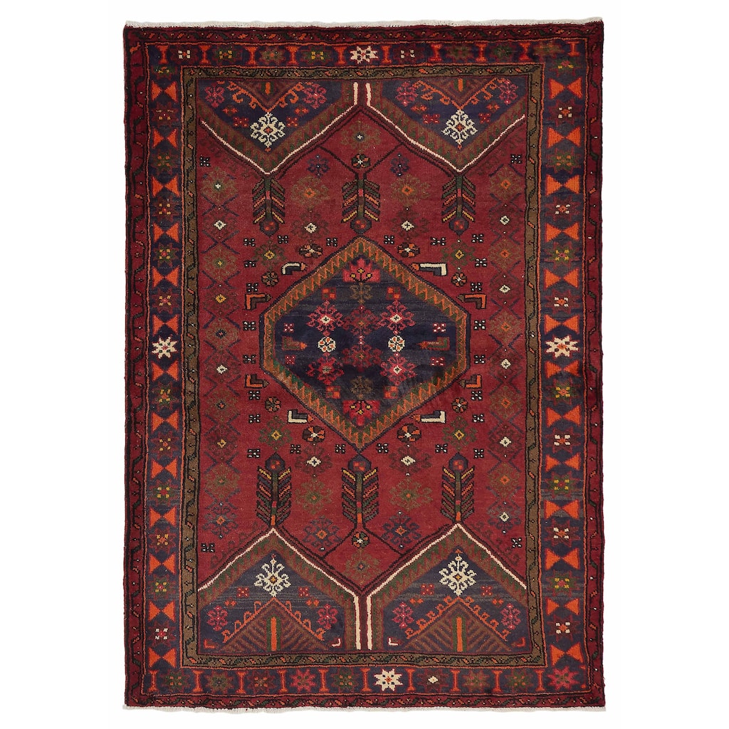 ECARPETGALLERY Hand-knotted Andelz Dark Red Wool Rug - 4'2 x 6'0
