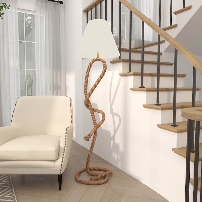Brown Jute Rope Twisted Rope Styled Desk or Table Lamp