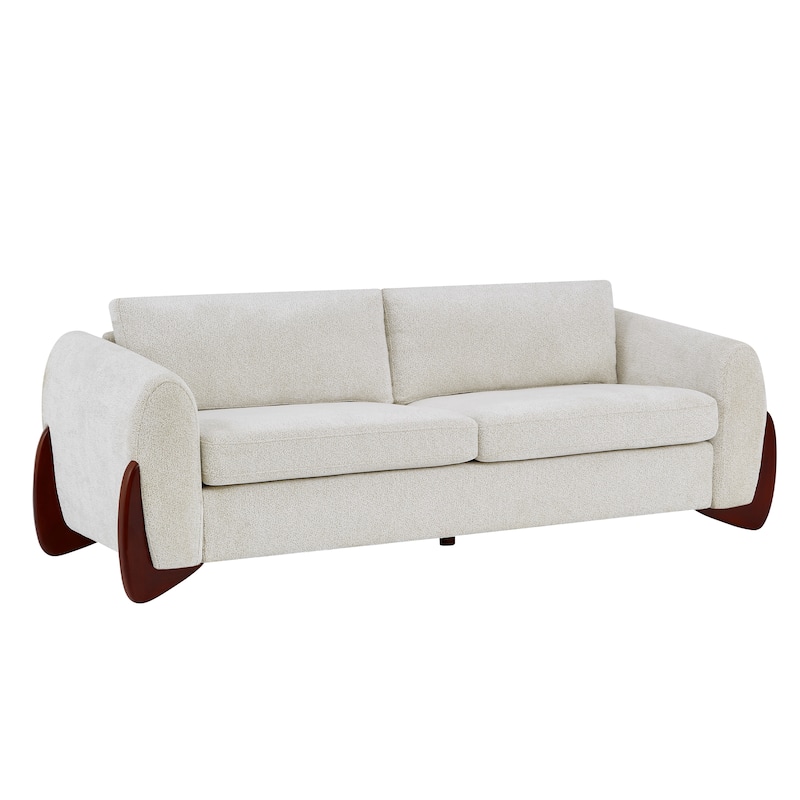 Christopher Knight Home - Hartly Modern Chenille Upholstered 3-Seater Sofa with Solid Wood Legs - Beige