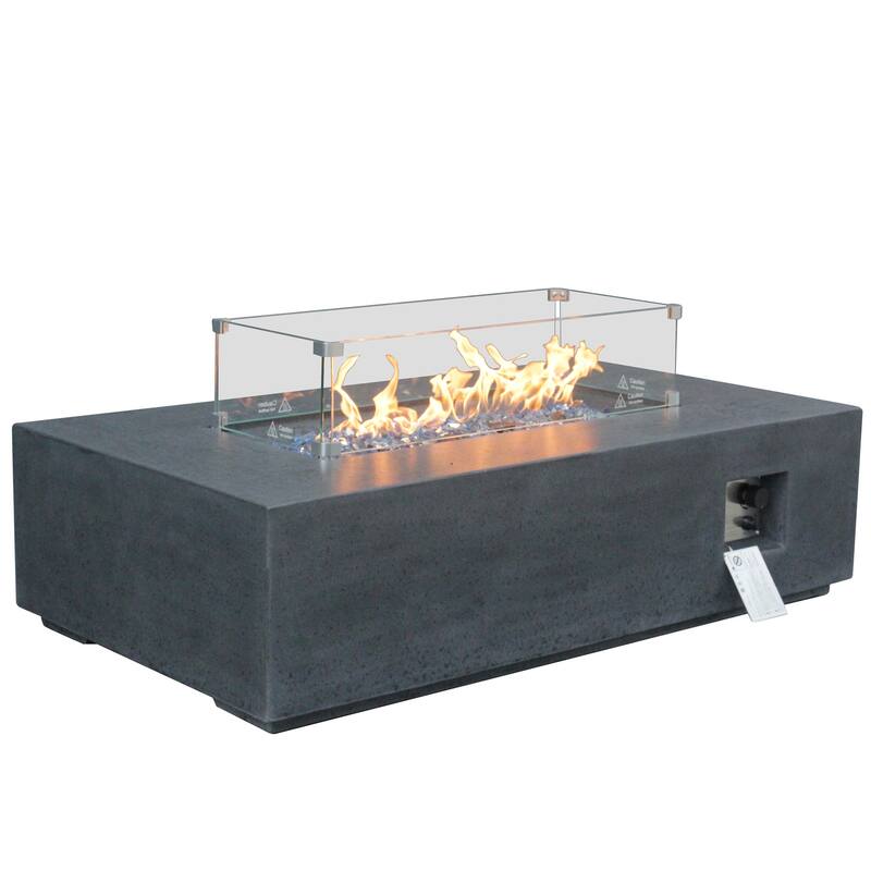 52 Inch Outdoor Concrete Propane gas rectangle Fire Pit table