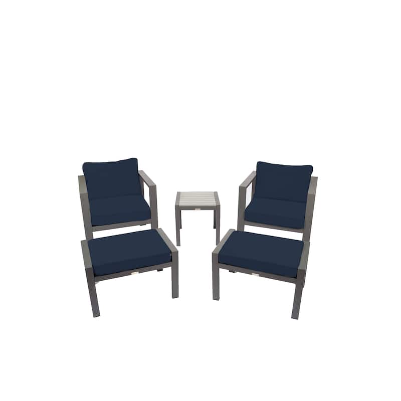 Lakeview Aluminum Outdoor Bistro Seating Set (5-Piece) - Navy