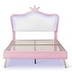 preview thumbnail 23 of 54, PU Upholstered Princess Bed with LED Lights and Crown Headboard