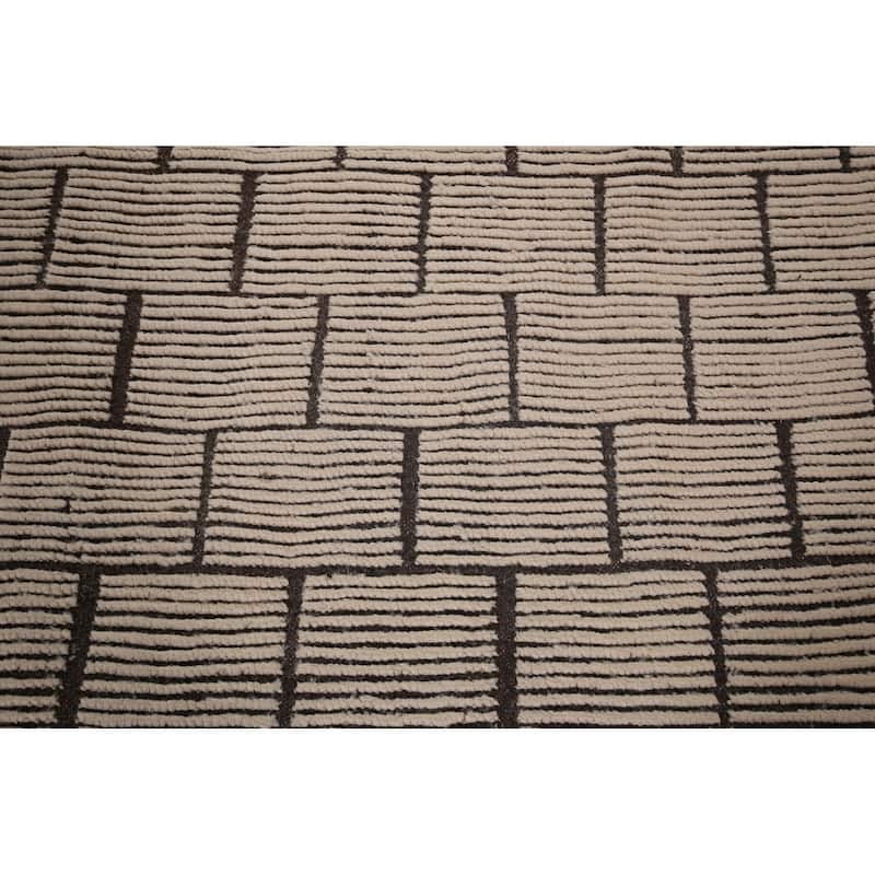 Modern Geometric Moroccan Large Area Rug Hand-Knotted Wool Carpet - 10'0"x 15'5"