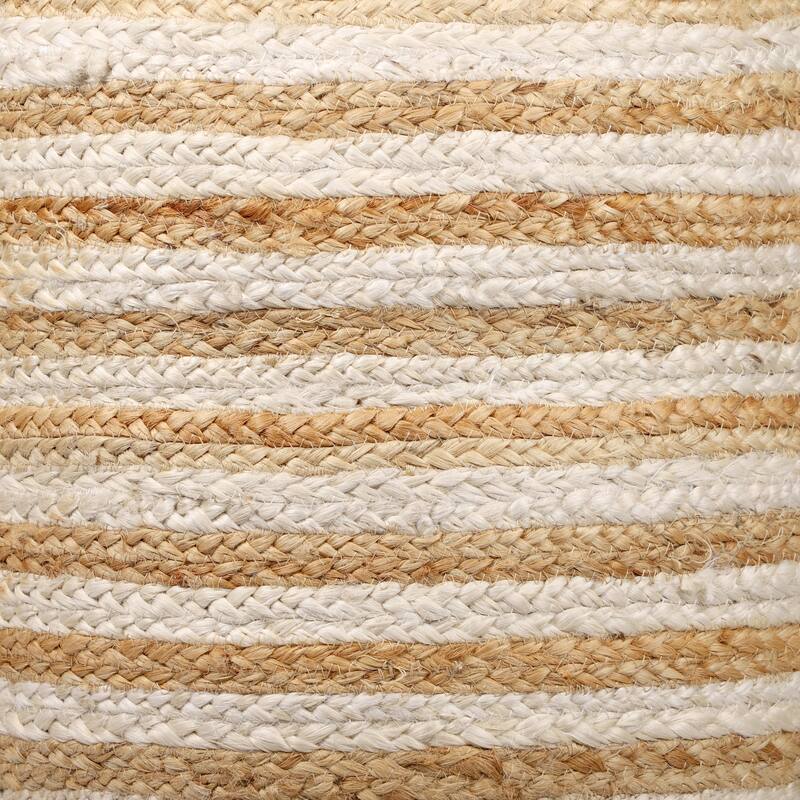 Sevita Natural/Navy Nautical Coastal Striped Hand-Made Pouf