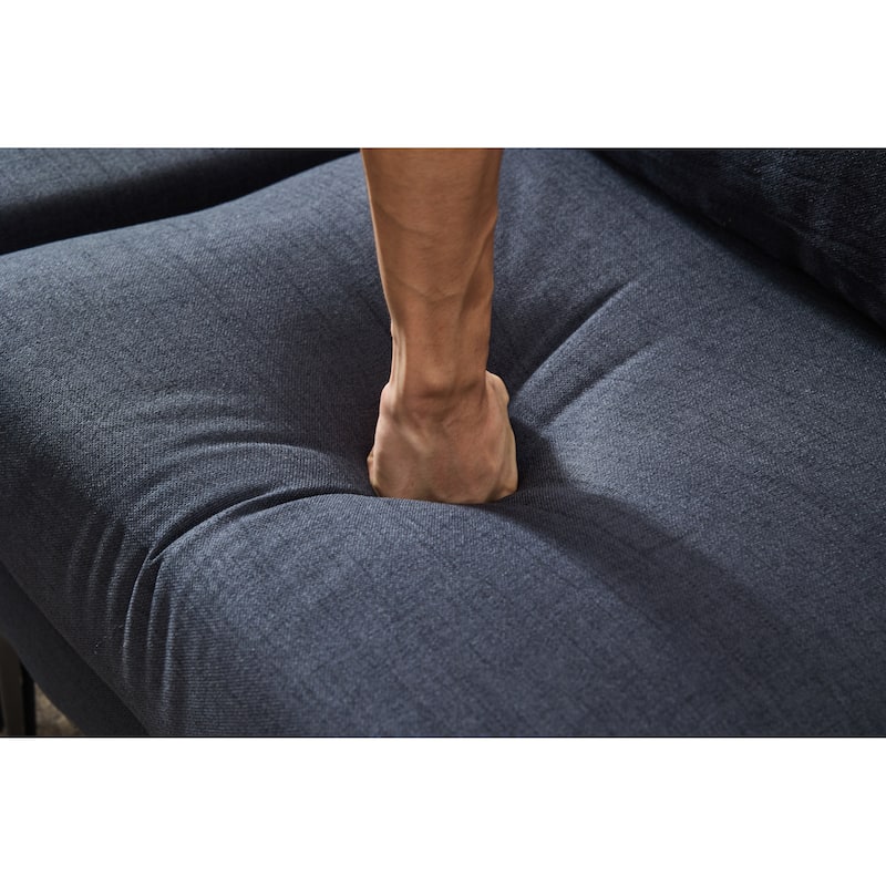 L Shaped Oversized Sectional Sofa, Convertible 6-Seat Corner Sofa with 2 Pillows, Linen Upholstered Sofa with Metal Legs