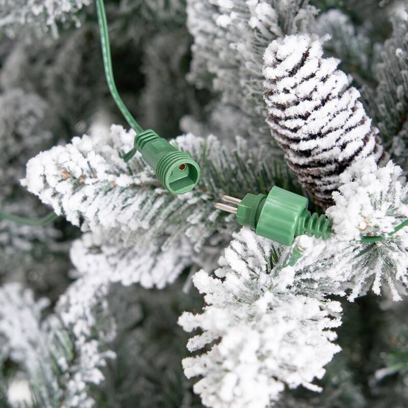 Pre-Lit Slim Flocked Livingston Fir Artificial Christmas Tree - 10' - Clear LED Lights - over-10-feet