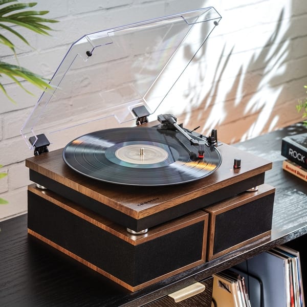 slide 2 of 21, Crosley Riff Record Player with Speakers