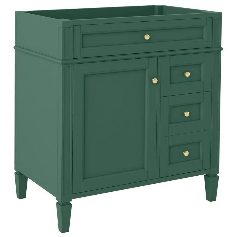 Roomfitters 30" Vanity Base Only, Modern Bathroom Cabinet with 2 Drawers and Tip-out Tray, Basin Not Included