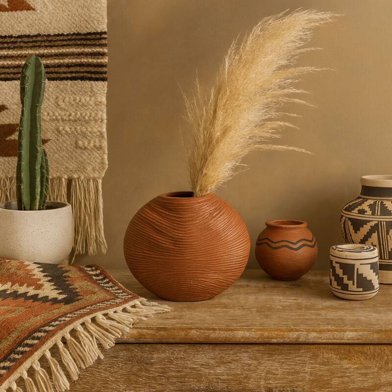 Aria Home Rustic Southwestern Ceramic Vase Terracotta Home Décor