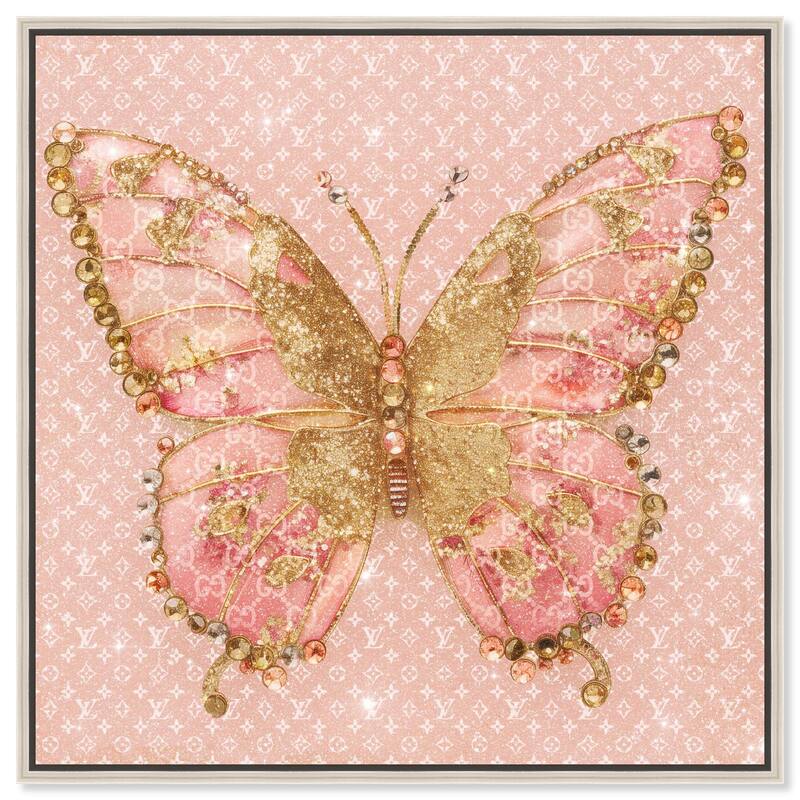 Glittering Elegant Butterfly Blush Canvas by Art Remedy - Silver - 40" x 40"