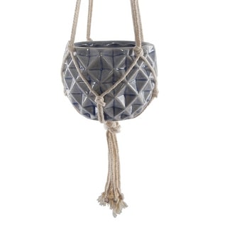 5 x 5" Ceramic Macrame Hanging Planter Pot