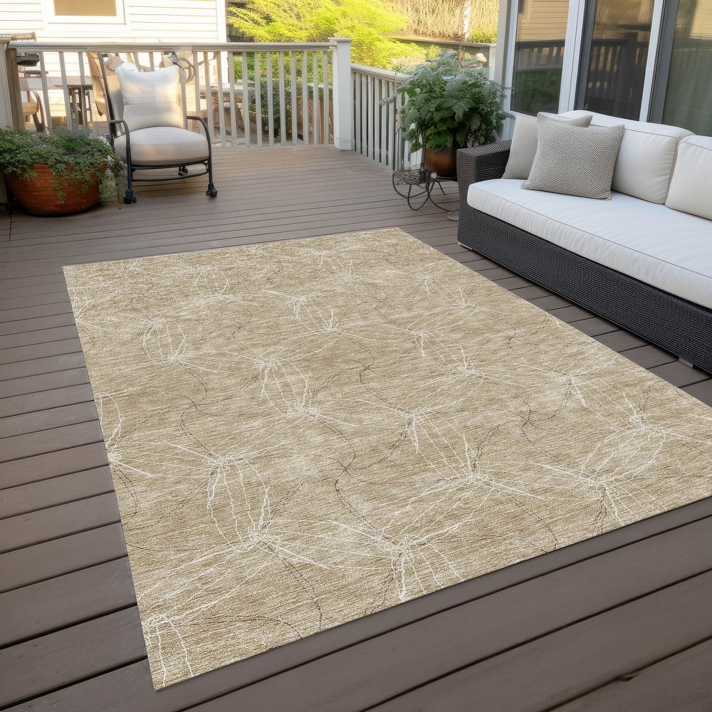 Machine Washable Indoor/ Outdoor Abstract Contemporary Chantille Rug