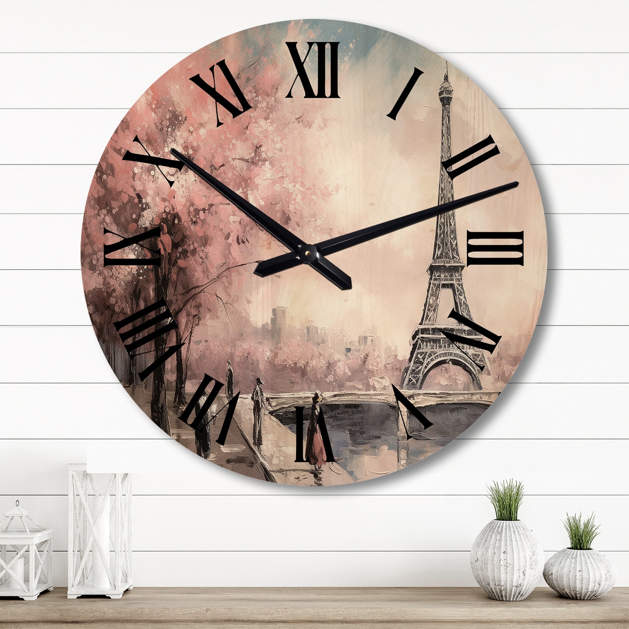 Designart "Eiffel Tower Masterpiece II" France Oversized Wood Wall Clock