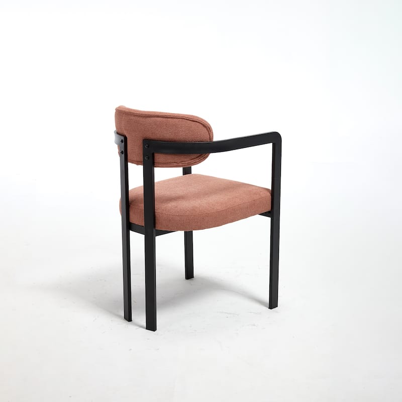 Modern Dining Room Chairs Set of 2, Mid-Century Upholstered Boucle Kitchen Dining Chairs with Black Metal Legs