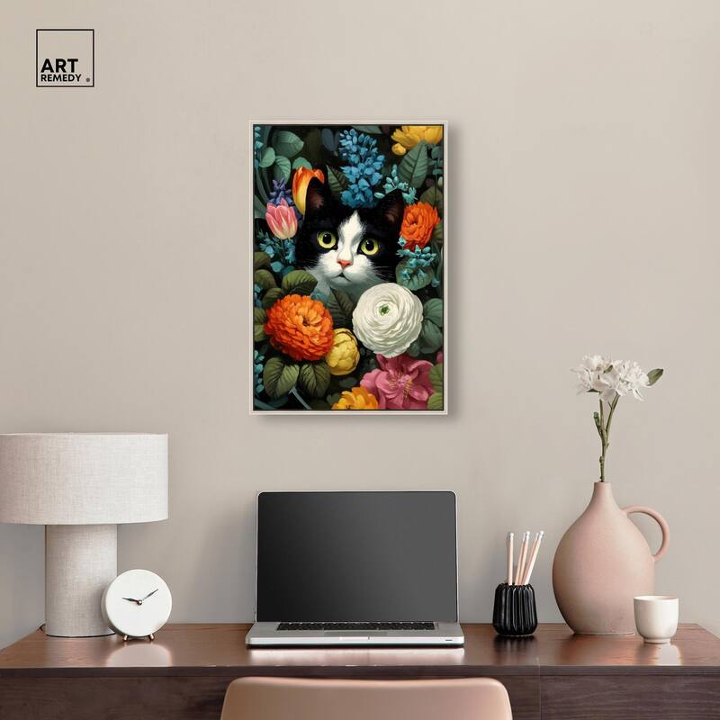 Secret Garden Cat Canvas by Art Remedy