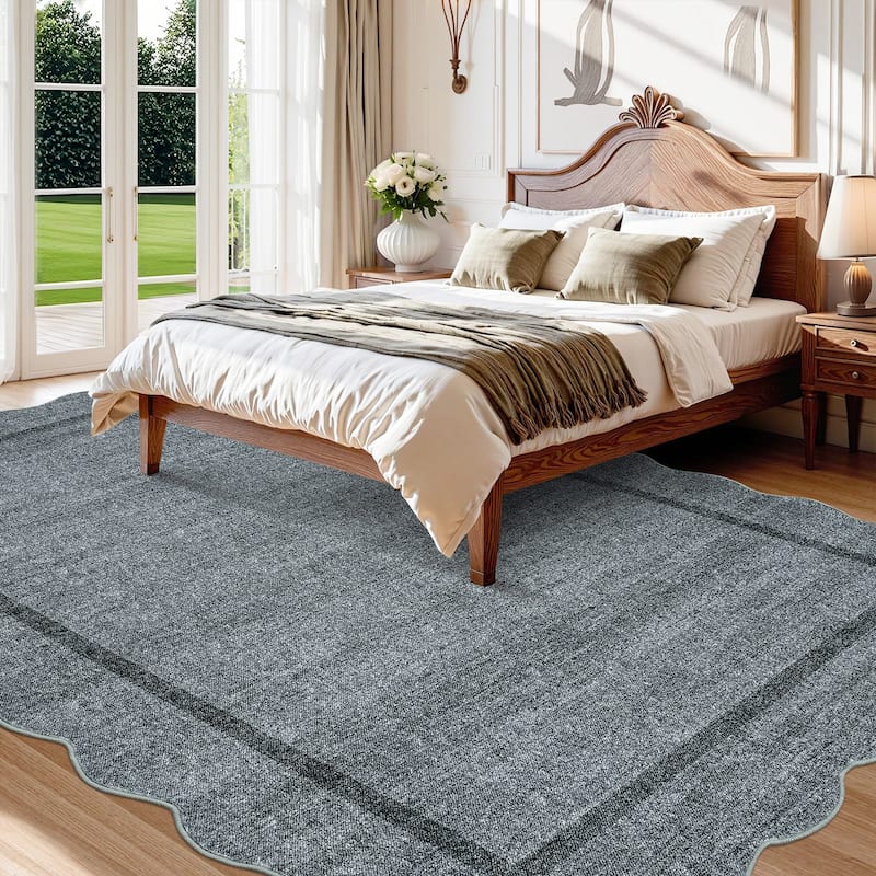Garvee Scallop Solid Washable Area Rug