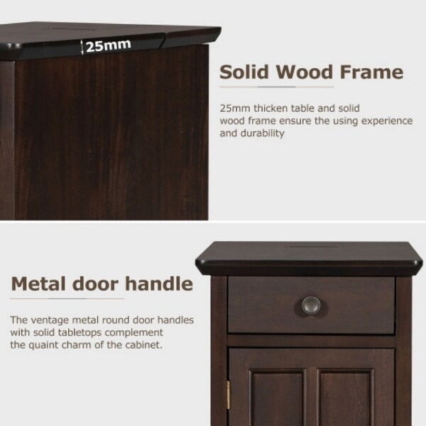 Classic Vintage Living Room End Table Side Table with USB Ports