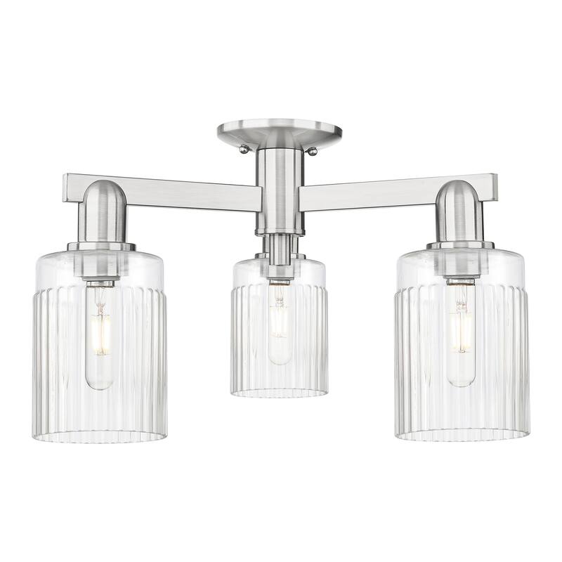 Innovations Lighting Endless Possibilities Arcadia - Hadley - 3 Light 22" Semi-Flush Mount - Clear/Brushed Satin Nickel