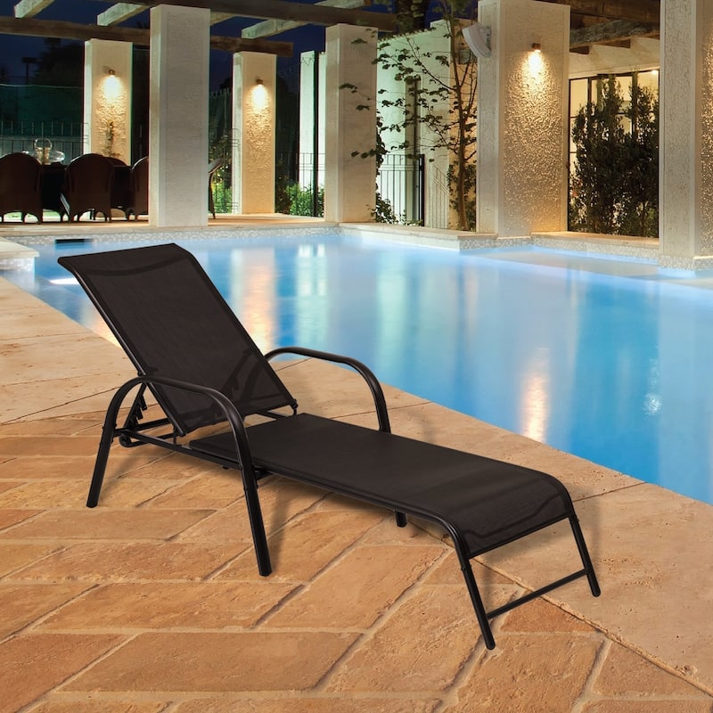 Set of 2 Outdoor Patio Lounge Chair Adjustable Chaise Recliner