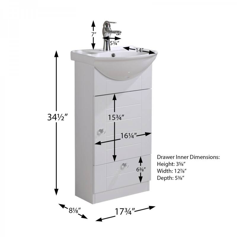 White Cabinet Vanity Sink Mahayla 17-3/4" Porcelain Sink with Faucet, Drain and Overflow Renovators Supply