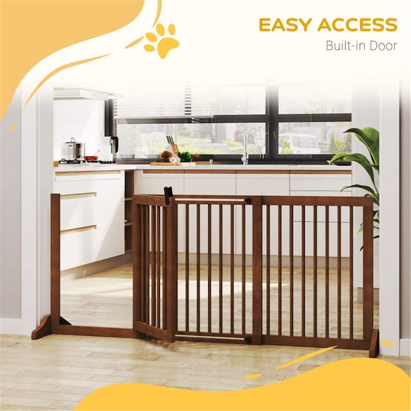 Wooden Pet Gate with Adjustable Length Perfect for Small to Medium Dogs