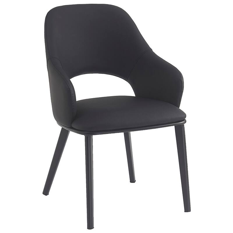 Modern Faux Leather and Metal Dining Chair, Set of 4 - Black
