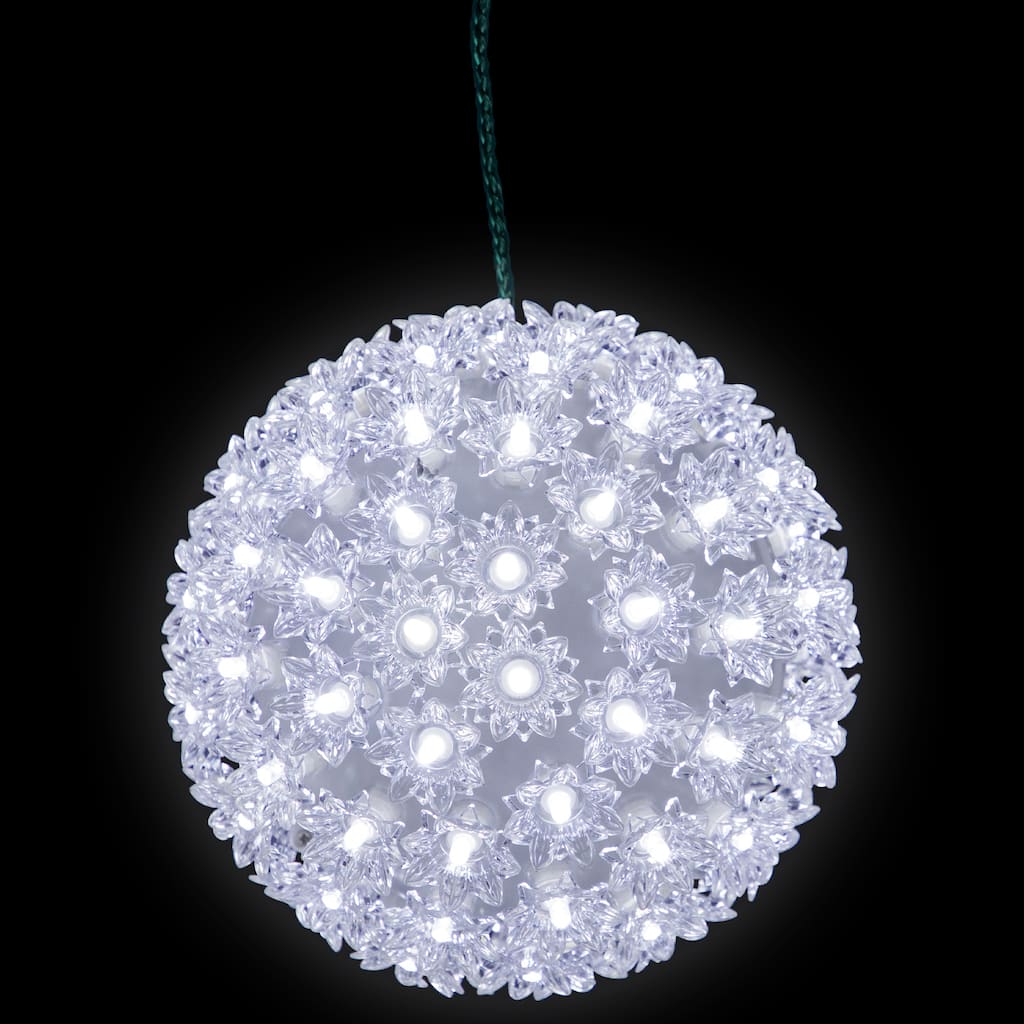 LED Lighted Starlight Floral Hanging Sphere Outdoor Christmas Decoration - 7.5" - Pure White