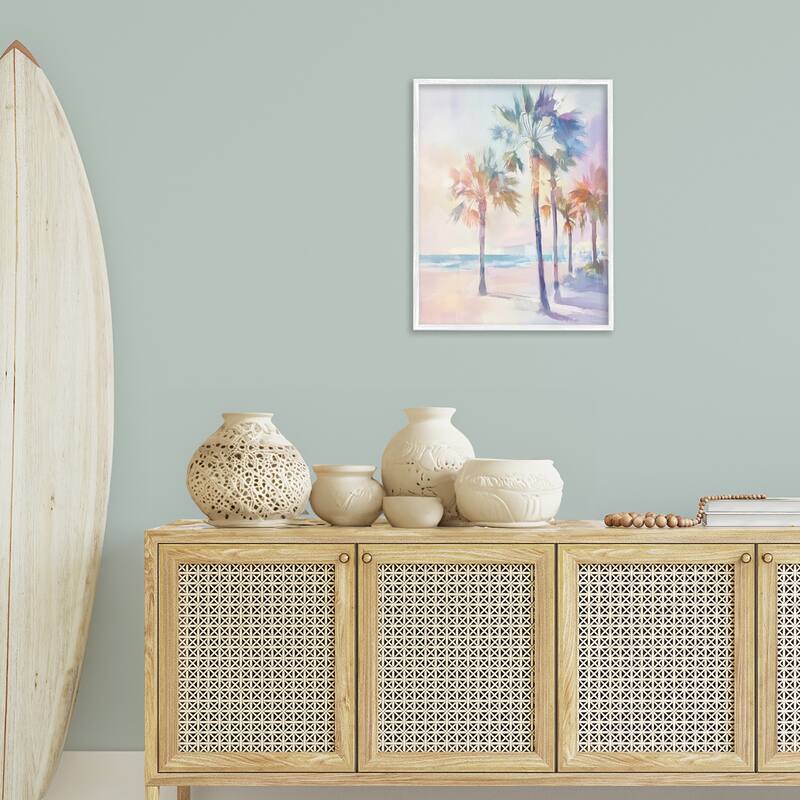 Stupell Pastel Warm Palm Trees Framed Giclee Art Design By Arlington Prints