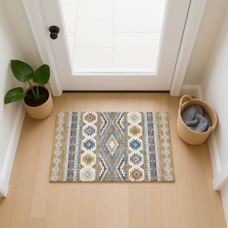 Machine Washable Indoor/ Outdoor Modern Ottawa Chantille Rug