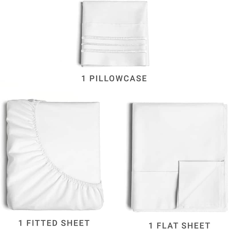 CGK Linens Brushed Microfiber Soft Wrinkle free 4 Piece Bed Sheet Set