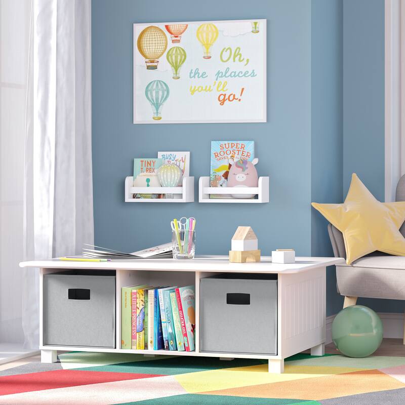 Book Nook White MDF Multi-Cubby Storage Activity Table Including 10 inch Bookshelves - Set of 2