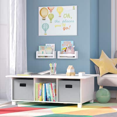 Book Nook White MDF Multi-Cubby Storage Activity Table Including 10 inch Bookshelves - Set of 2