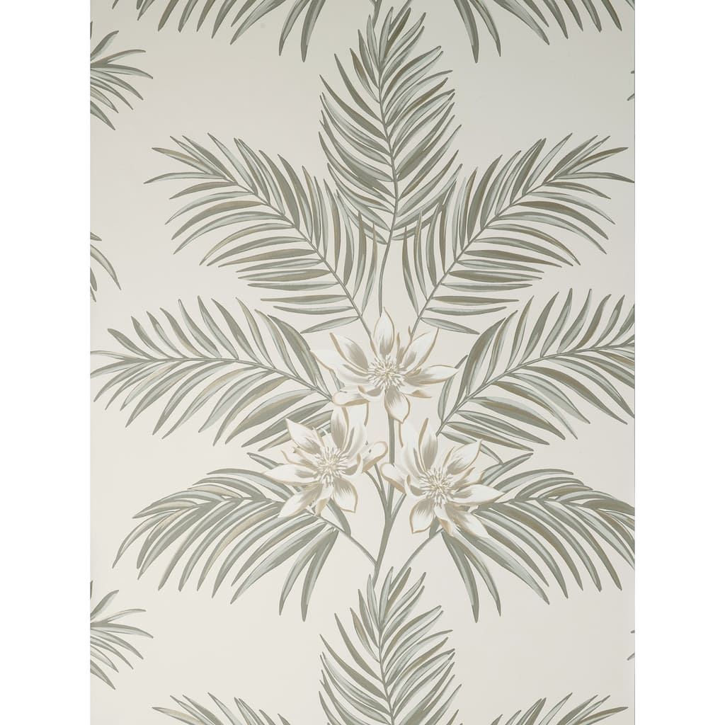 Fine Decor Bali Light Grey Palm Wallpaper
