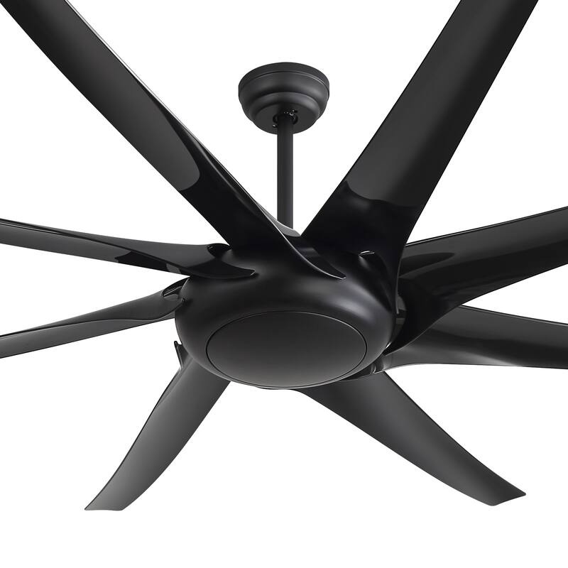 Large 100/84-inch 8-Blade Matte Black Ceiling Fan with Remote,No Light