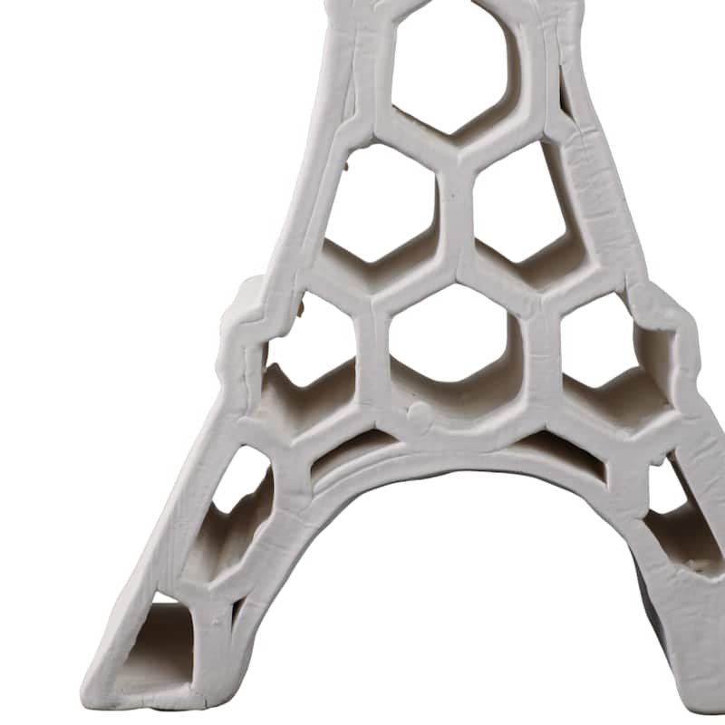 Ceramic Decorative Object Honeycomb Eiffel Tower - 14" Ivory - 5" x 3" x 14"