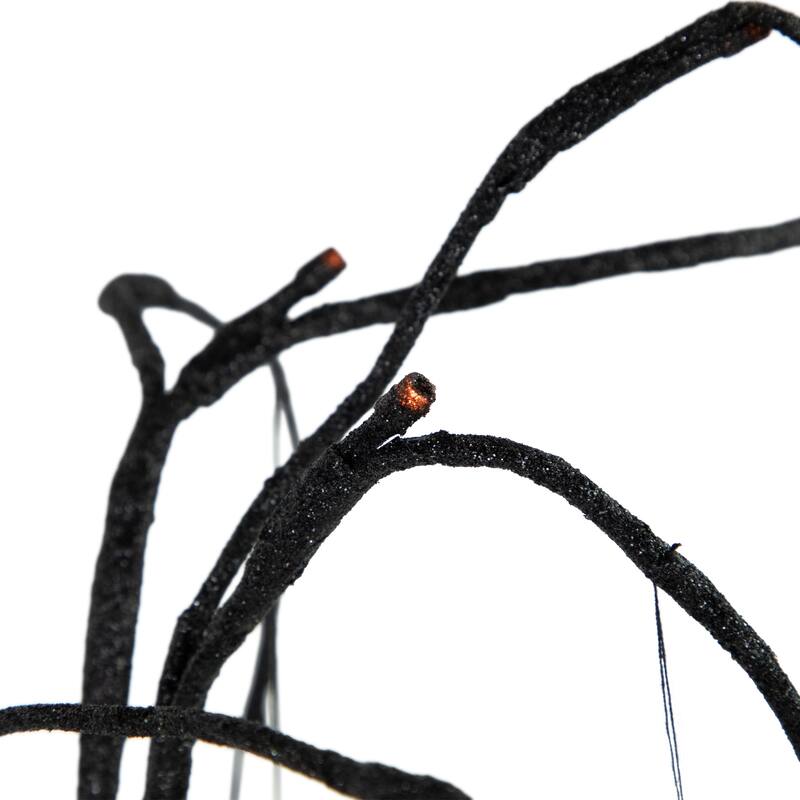 24" LED Black Glittered Halloween Willow Tree With Bats Orange Lights