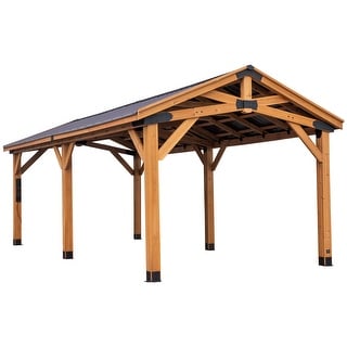 Aoxun Double Roof Outdoor Wood Gazebo - On Sale - Bed Bath