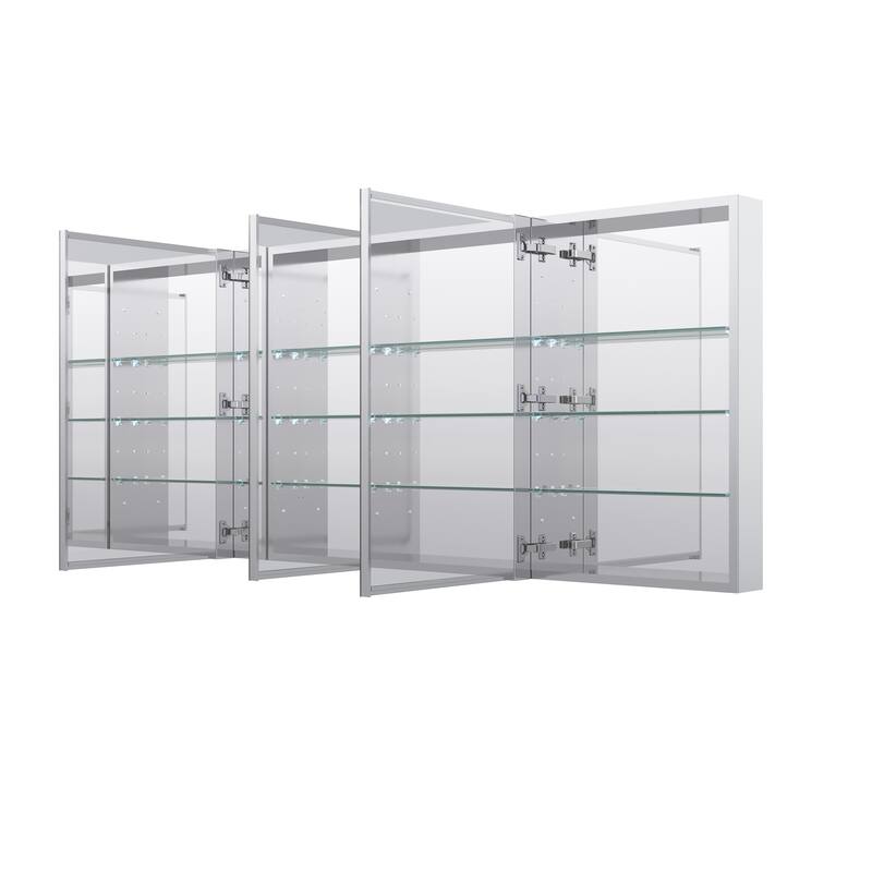 52''/56''W X 30''H Recessed Or Surface Wall Mount Bathroom Medicine Cabinet With Adjustable Glass Shelves