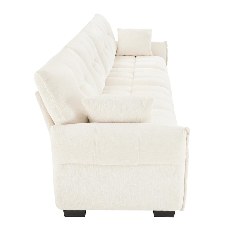 110.2" Chenille 4-Seat Sofa with Tufted Design,High-Resilience Sponge Cushions