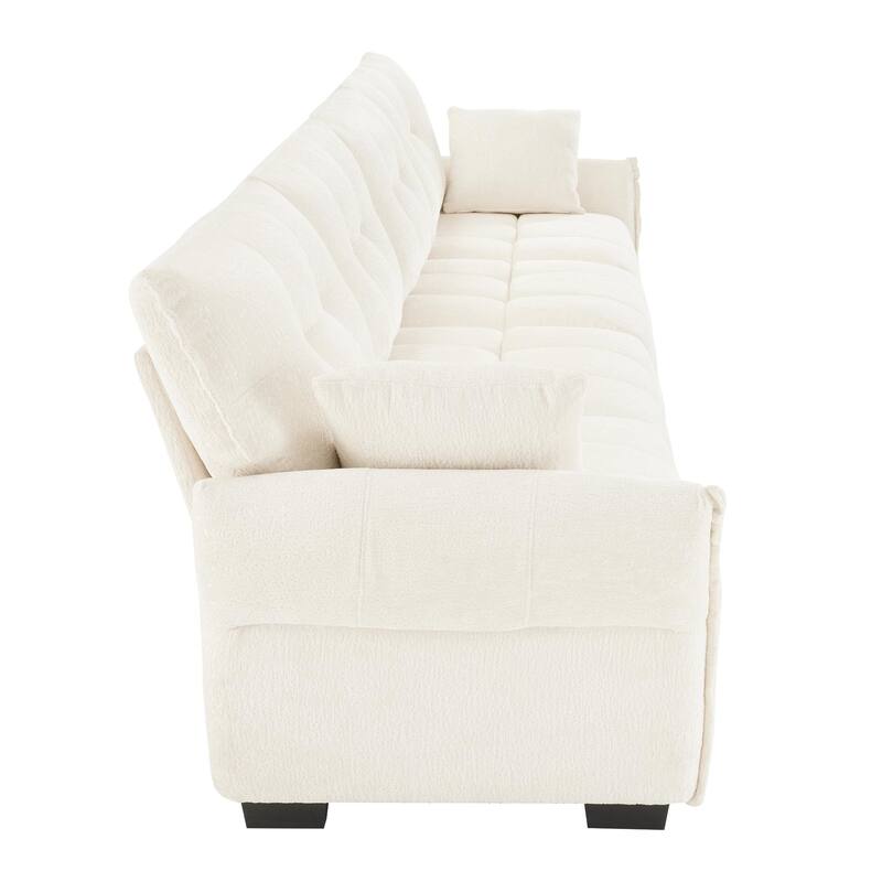 141.7" Chenille 5-Seat Sofa with Tufted Design & Sponge Cushions