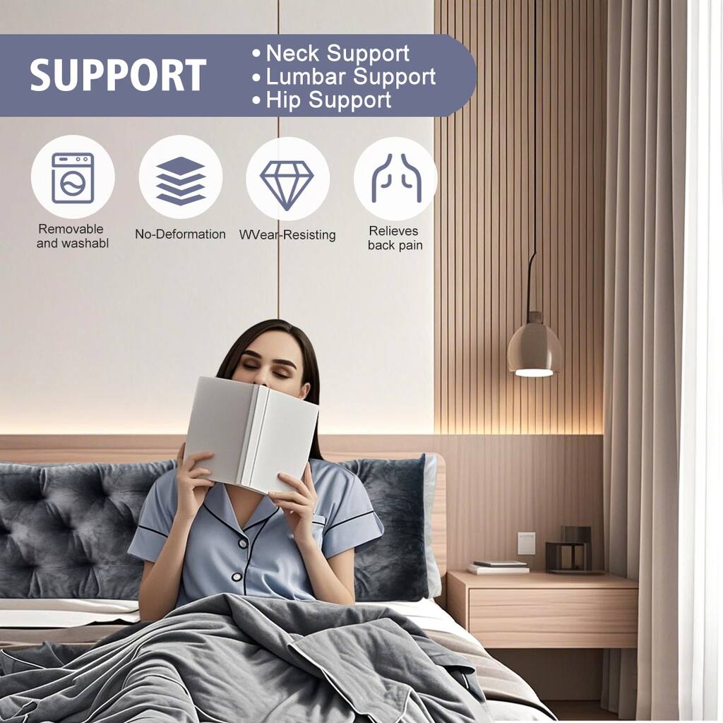 Velvet Bed Headboard Pillow with Tie-on Cushion Backrest for Bed Cushion,Sofa Cushion