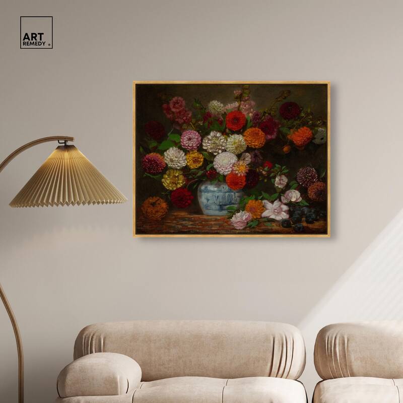 Still Life with Dahlias Canvas by Art Remedy