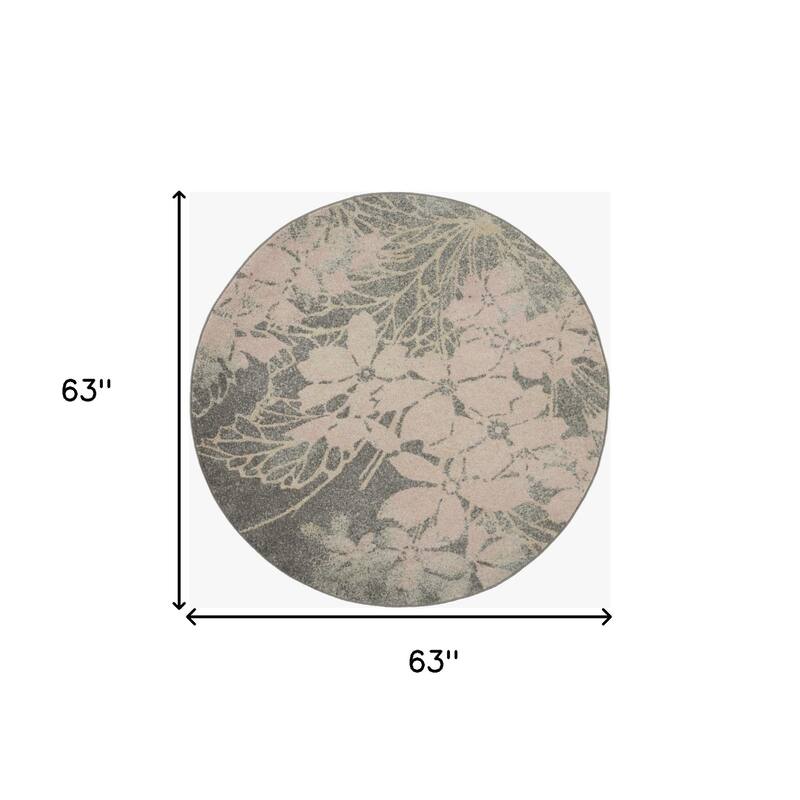 HomeRootsFloral Contemporary Round Area Rug - 63' X '63' X '0.5