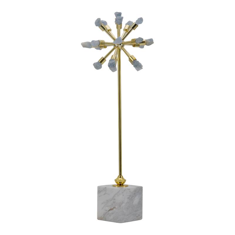 Abstract Metal and Stone Starburst Decorative Object Sculptural Design
