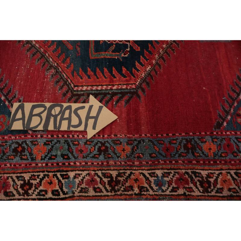 Hand Knotted Oriental 100% Wool Carpet Traditional Geometric Red Heriz Runner Rug - 17' 1'' X 3' 3''