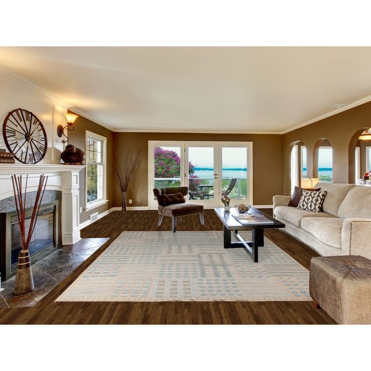 Earth Tone Moroccan Modern Area Rug Hand-Knotted Wool Carpet - 8'0"x 10'10"
