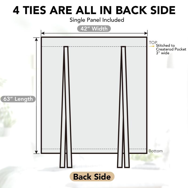 Deconovo Tie up Sheer Curtains Embroidery Pattern Shades